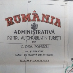 Romania ,harta administrativa si pentru automobilisti, OSIN, 1945