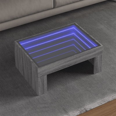vidaXL Măsuță de cafea cu LED infinity, gri sonoma, 70x50x30 cm foto