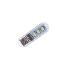 Mini lampa USB cu 3 LED-uri, portabila, lumina calda, carcasa transparenta