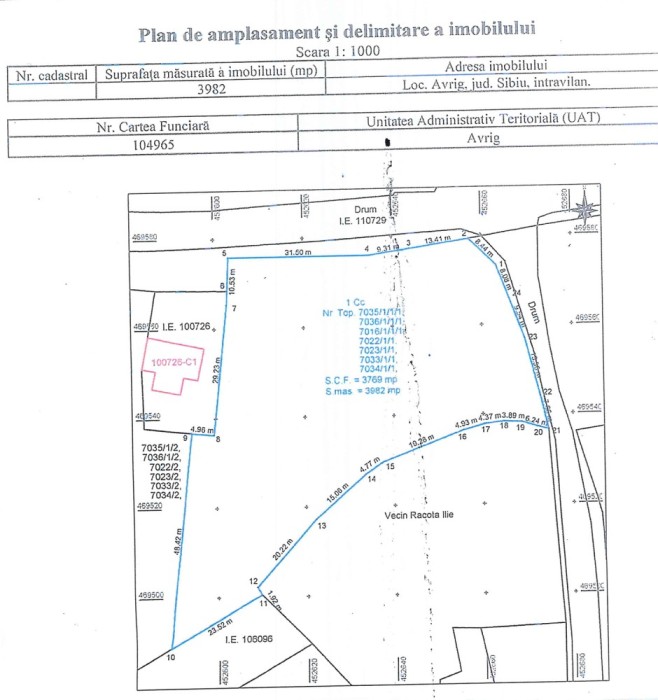 Teren intravilan 3982 mp de v&acirc;nzare &icirc;n Avrig, Sibiu