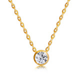 Colier din aur de 9K - diamant rotund &icirc;ntr-o lunetă strălucitoare, lanț subțire