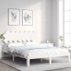 VidaXL Cadru de pat cu tăblie, alb, king size, lemn masiv 3193732