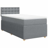 Cumpara ieftin Pat continental cu saltea, gri deschis, 80x200 cm, textil
