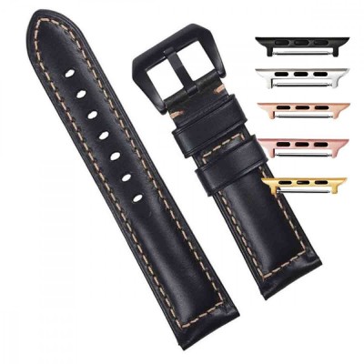 Curea piele compatibila Apple Watch 10, 46mm, Negru foto