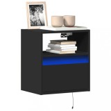 Cumpara ieftin Comode TV de perete cu lumini LED, 2 buc., negru, 41x31x45 cm