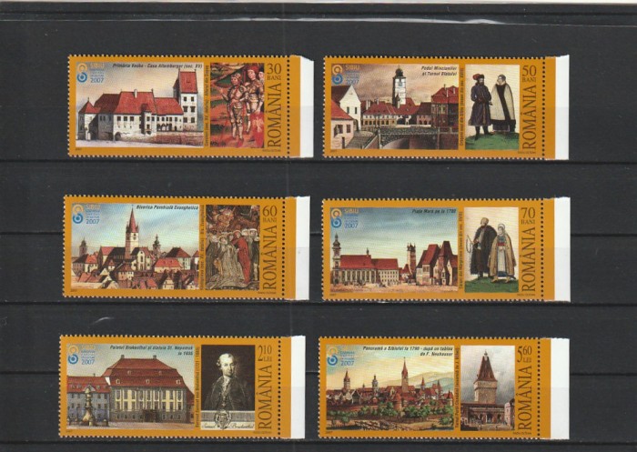 ROMANIA 2007 LP 1769 SIBIU CAPITALA EUROPEANA CULTURALA SERIE CU VINIETA MNH