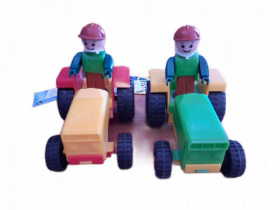 Mini tractor cu figurina, 12 cm, Lena foto