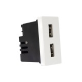 Priza alimentare 2 x USB PNI UB20, 5V 2.4A, max. 12W, modulara, tip F 1/2, montaj incastrat
