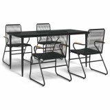 Set mobilier de gradina, 5 piese, negru, ratan PVC