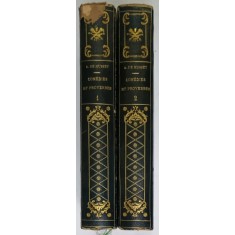 ALFRED DE MUSSET , OEUVRES : COMEDIES et PROVERBES , VOLUMELE I - II , ILUSTRATA CU GRAVURI , SFARSIT DE SECOL XIX