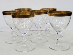 6 pahare pentru aperitiv din cristal bizotat si aur coloidal, Perioada interbelica.