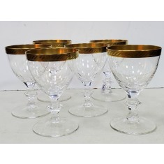 6 pahare pentru aperitiv din cristal bizotat si aur coloidal, Perioada interbelica.