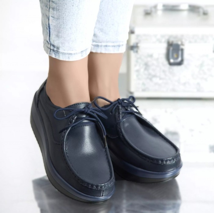 Pantofi cu platforma lyllay navy piele naturala, 36