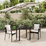 VidaXL Set mobilier de grădină cu perne, 3 piese, negru, poliratan