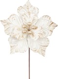 Floare decorativa de Craciun Poinsettia alba cu accente aurii 23,5 cm