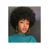Peruca Xtrend 8 Inch Afro scurtă, crețată și ondulată - păr sintetic negru pufos cu bucle moi și elastice - rezistentă la căldură