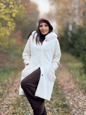 Jacheta dama lunga cu blanita la gluga si buzunare