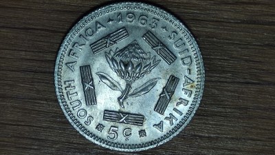 Africa de sud - moneda de colectie argint - 5 cents 1963 UNC - Jan van Riebeeck - superba ! bijuterie de moneda! foto