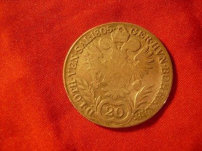 Moneda 20 kr.1805 litera B Austria Imparat Francisc II argint foto