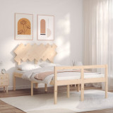 Cadru de pat senior cu tablie dublu mic, lemn masiv GartenMobel Dekor, vidaXL