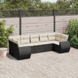 Gossi set canapele de gradina cu perne, 7 piese, negru, poliratan