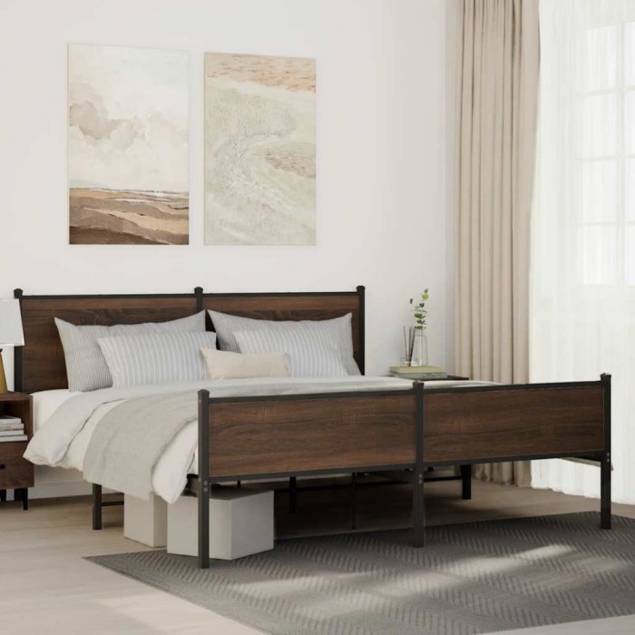 vidaXL Cadru pat metalic fără saltea, stejar maro, 180x200 cm 3301415