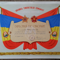 Diploma de onoare Uniunea Tineretului Comunist 1969