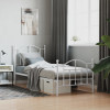 VidaXL Cadru de pat metalic cu tăblie de cap/picioare, alb, 90x190 cm