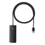 Hub usb to 4x usb3.0, tip-c, 1m baseus lite series (wkqx030101), black