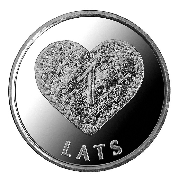 Letonia 1 Lats 2011 - Inima de turta dulce, Cupru-nichel, KM-127 UNC !!!