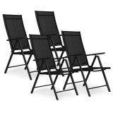 Set 4 scaune gradina 70x57x106 cm, pliante cu spatar reglabil 7 pozitii, structura otel si textilena, negru Household NewTrend