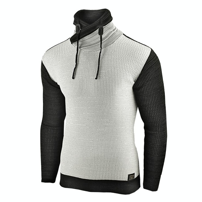 Pulover pentru barbati, gri-deschis, guler inalt, flex fit, casual - Alaska Pulover pentru barbati, gri-deschis, guler inalt, flex fit, casual - Alaska