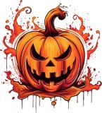 Cumpara ieftin Sticker decorativ, Halloween, Dovleac, Portocaliu, 65 cm, 8588ST-1, Oem