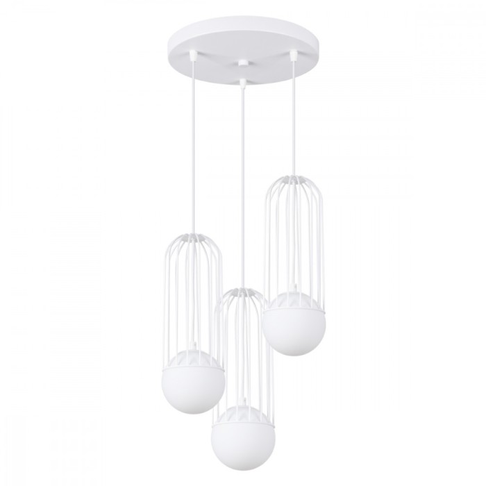 Lampă Suspendată Brina Albă Oțel 3 Becuri Neregulate Modernă De Interior