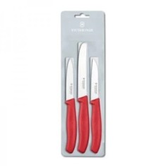 Set 3 Cutite Bucatarie Victorinox, Inox, 8/11 cm, Rosu foto