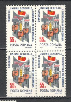 Romania.1971 Congresul sindicatelor bloc 4 YR.506 foto