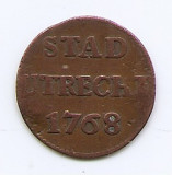 Olanda Utrecht 1 Duit 1768 - Cupru, 21.5 mm KM-91, Europa, Cupru (arama)
