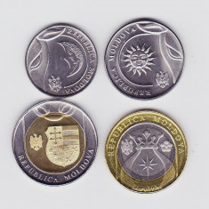 Moneda Moldova 1, 2, 5 si 10 Lei 2018-22 - UNC ( set x4 - 2 bimetalice )