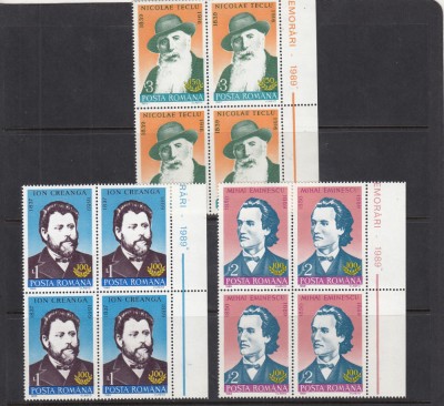 ROMANIA 1989 LP 1222 ANIVERSARI BLOCURI DE 4 TIMBRE MNH foto