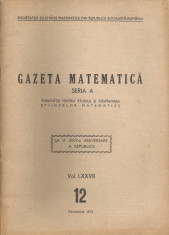 Romania, Gazeta Matematica, seria A, nr. 12/1972 foto