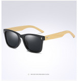 Ochelari Soare Bambus - Lemn, Protectie UV + Toc + Husa -Model Negru 1, Femei, Protectie UV 100%, Plastic