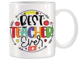 Cana alba personalizata cu mesajul Best Teacher Ever, INOVATIX&reg;. 330ml