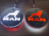 Set 2 Lampi LED Oglinda Pablo Logo MAN, 24V, Alb/Rosu, Accesorii Remorca Auto, Montaj Lateral, Stanga/Dreapta, Suport Inclus
