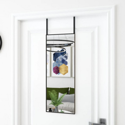 Oglinda pentru usa, negru, 30x80 cm, sticla si aluminiu GartenMobel Dekor foto