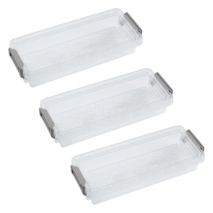Set Cutii Organizare Plastic, Capacitate 0,33L, Transparent, 3 Bucăți