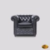 Fotoliu Chesterfield Brighton 1 loc, Piele Neagra, Lux, Clasic, 100x92x79 cm