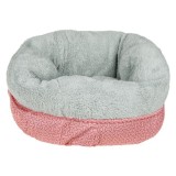 Patut Cuib Rotund Roz, cu Imitatie de Blana, pentru Caini, de lux, 50x25cm, Oem