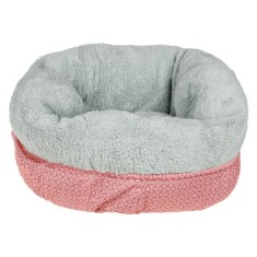 Patut Cuib Rotund Roz, cu Imitatie de Blana, pentru Caini, de lux, 50x25cm foto