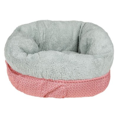 Patut Cuib Rotund Roz, cu Imitatie de Blana, pentru Caini, de lux, 50x25cm foto