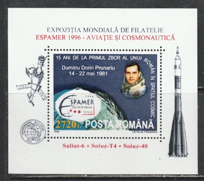 Romania 1996 - #1405 Expozitia Mondiala de Filatelie &amp;quot;Espamer &amp;#039;96&amp;quot; S/S 1v MNH foto